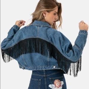 ADIKA. FRINGE DENIM JACKET. SMALL
